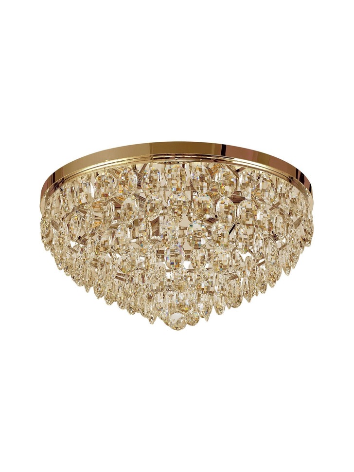 Diyas Coniston French Gold Flush 6 Light Crystal Ceiling Light