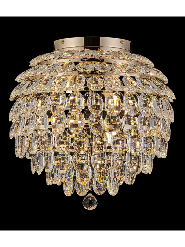 Diyas Coniston Large 8 Light Flush French Gold Crystal Bathroom Ceiling Light - IP44