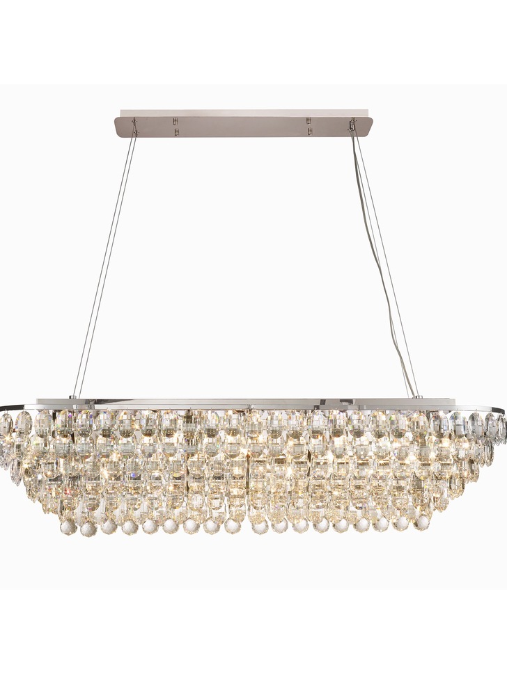 Diyas Coniston Polished Chrome 14 Light Crystal Bar Pendant - IL32822