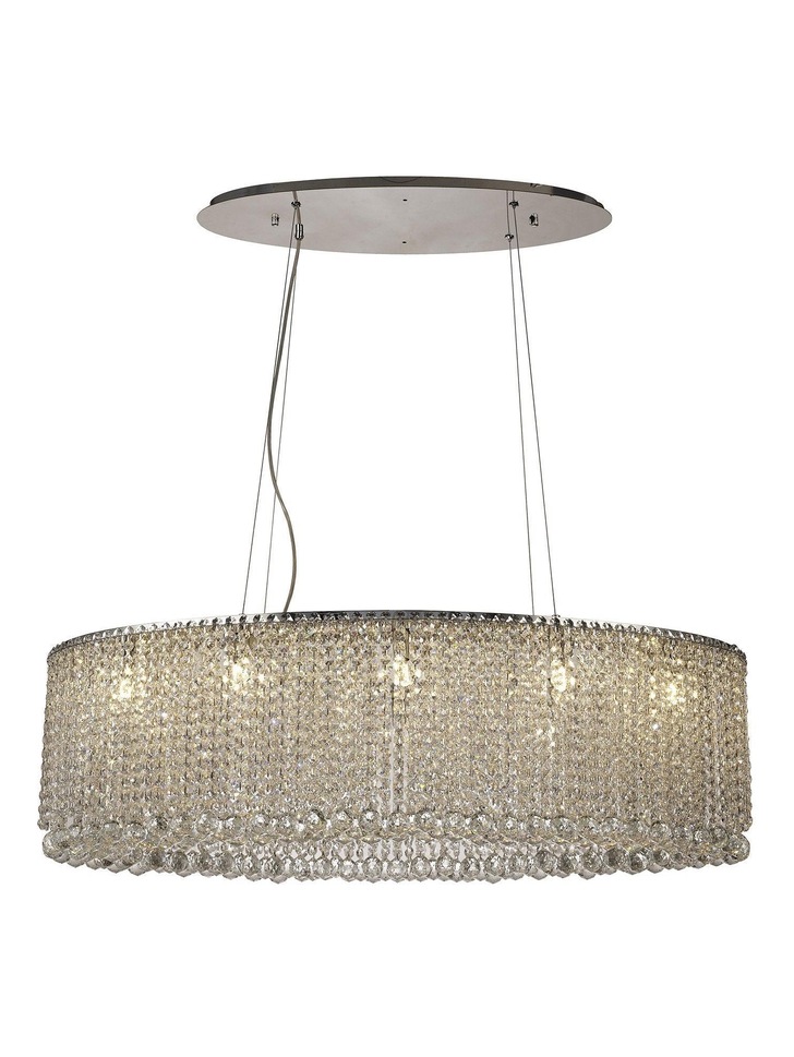 Diyas Empire IL31734 Polished Chrome 10 Light Oval Crystal Pendant