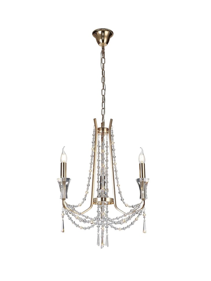 Diyas IL31752 Armand French Gold 3 Light Crystal Chandelier