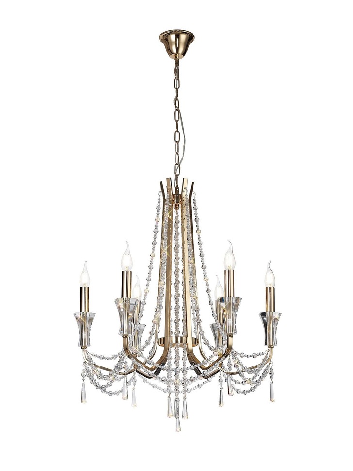 Diyas IL31753 Armand French Gold 6 Light Crystal Chandelier