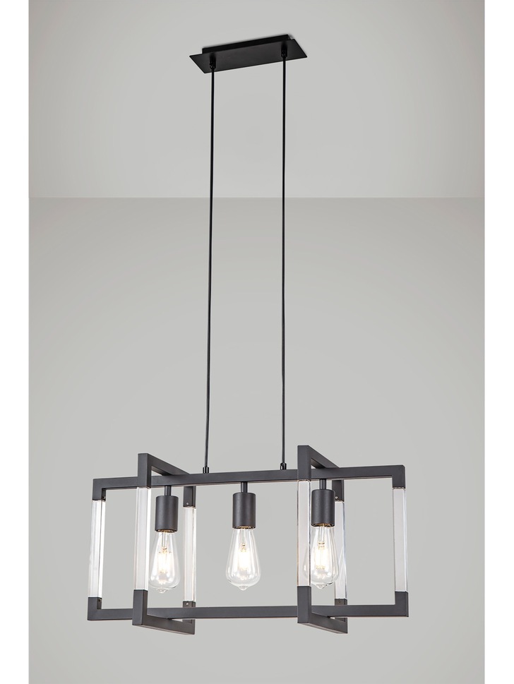 Diyas IL32785 Canto Rectangular 3 Light Linear Graphite Pendant