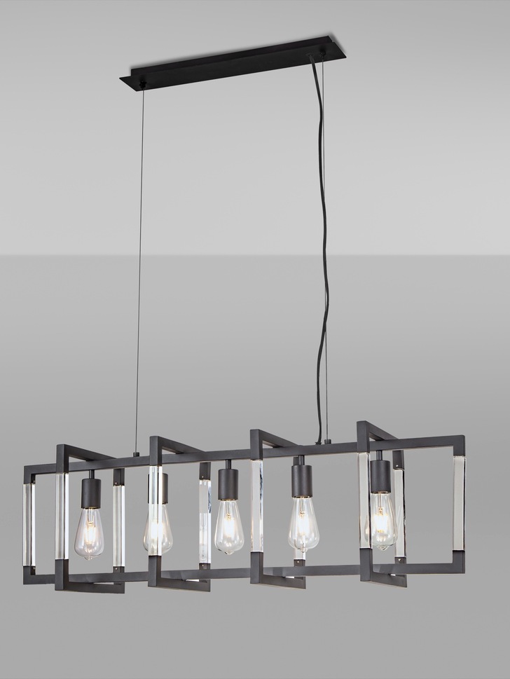 Diyas IL32785 Canto Rectangular 5 Light Linear Graphite Pendant