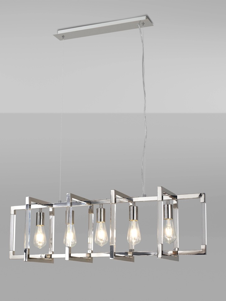 Diyas IL32785 Canto Rectangular 5 Light Linear Polished Nickel Pendant