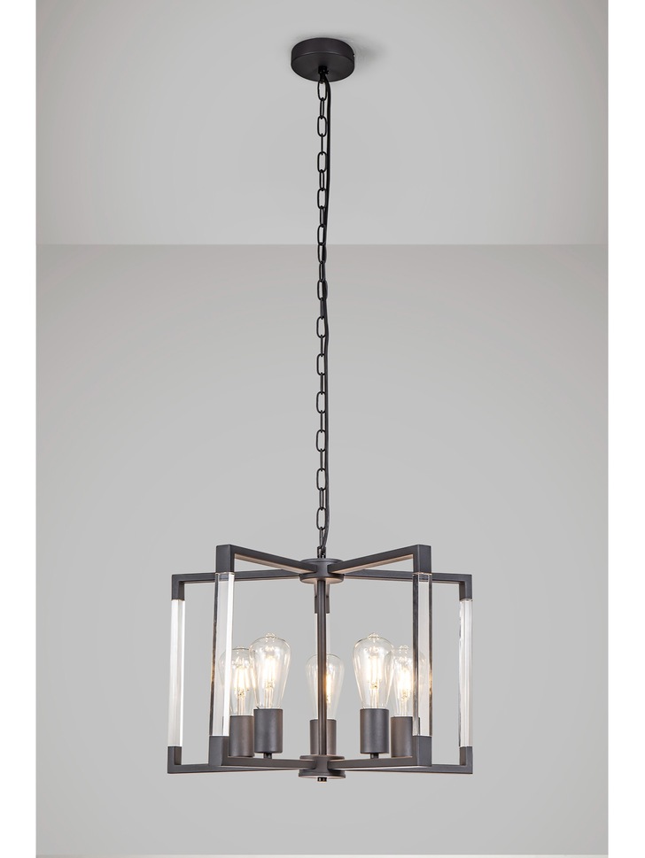 Diyas IL32785 Canto Round 5 Light Linear Graphite Pendant