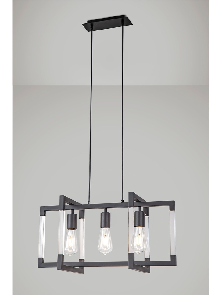 Diyas IL32852Canto Rectangular 3 Light Linear Graphite Pendant