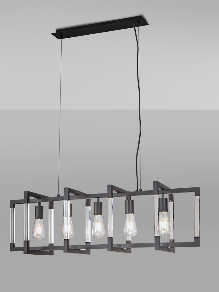 Diyas IL32853 Canto Rectangular 5 Light Linear Graphite Pendant