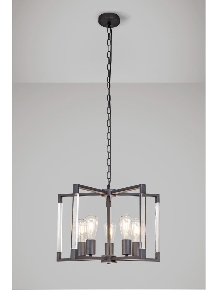 Diyas IL32854 Canto Round 5 Light Linear Graphite Pendant