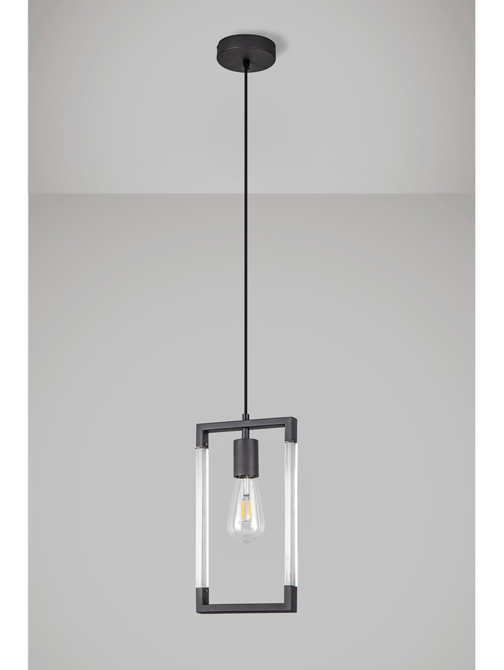 Diyas IL32855 Canto Rectangular Graphite Single Pendant