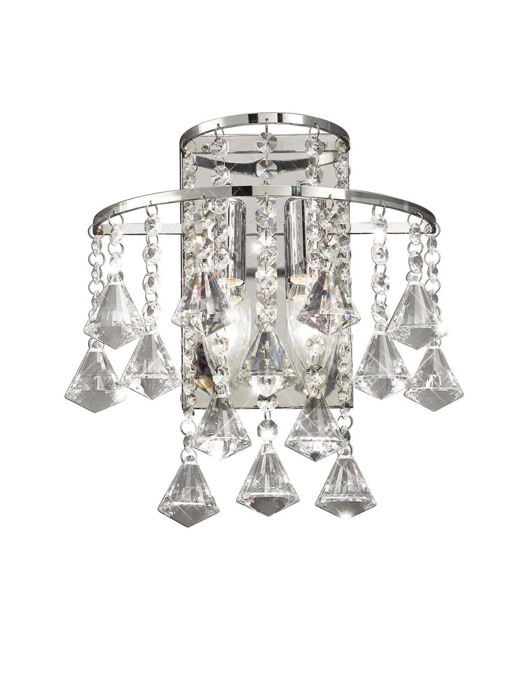 Diyas Inina IL30774 Polished Chrome 2 Light Crystal Wall Light