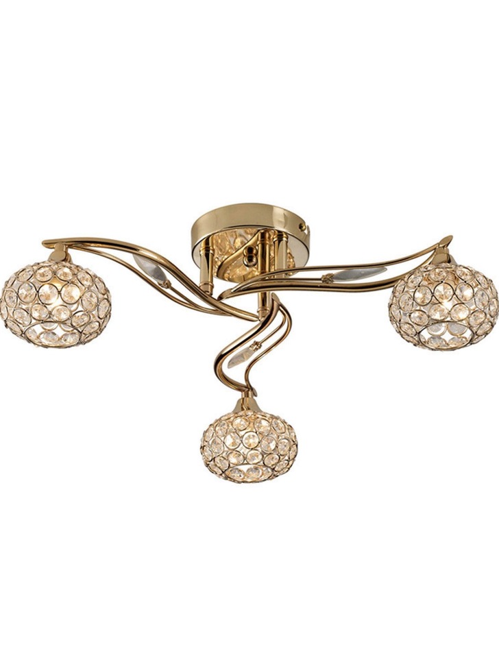 Diyas Leimo IL30963 French Gold 3 Light Flush Crystal Ceiling Light