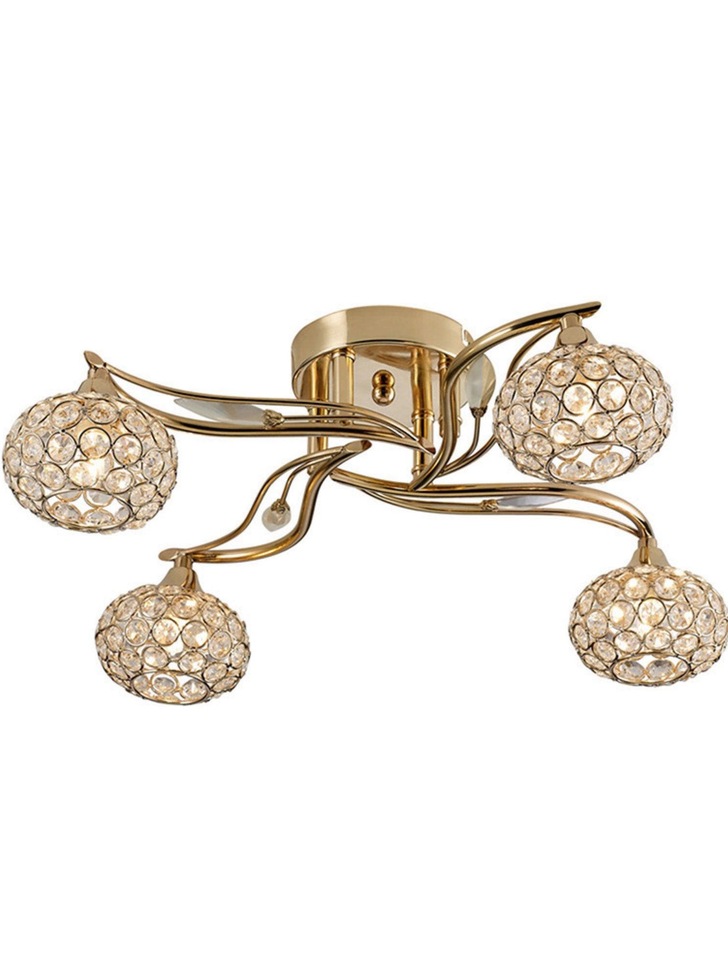 Diyas Leimo IL30964 French Gold 4 Light Flush Crystal Ceiling Light