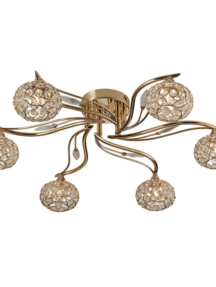 Diyas Leimo IL30966 French Gold 6 Light Flush Crystal Ceiling Light