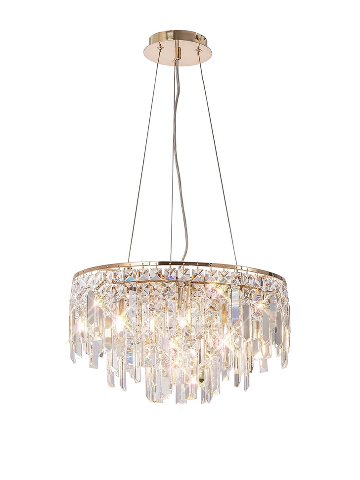 Diyas Maddison French Gold 6 Light Round Crystal Pendant - IL31814