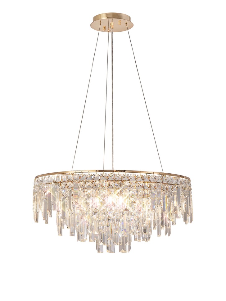 Diyas Maddison French Gold 8 Light Round Crystal Pendant - IL31816