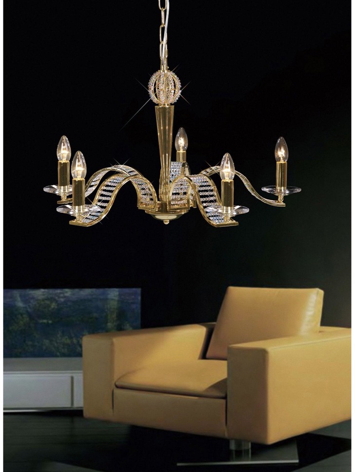 Diyas Niobe IL30445 French Gold 5 Light Crystal Chandelier