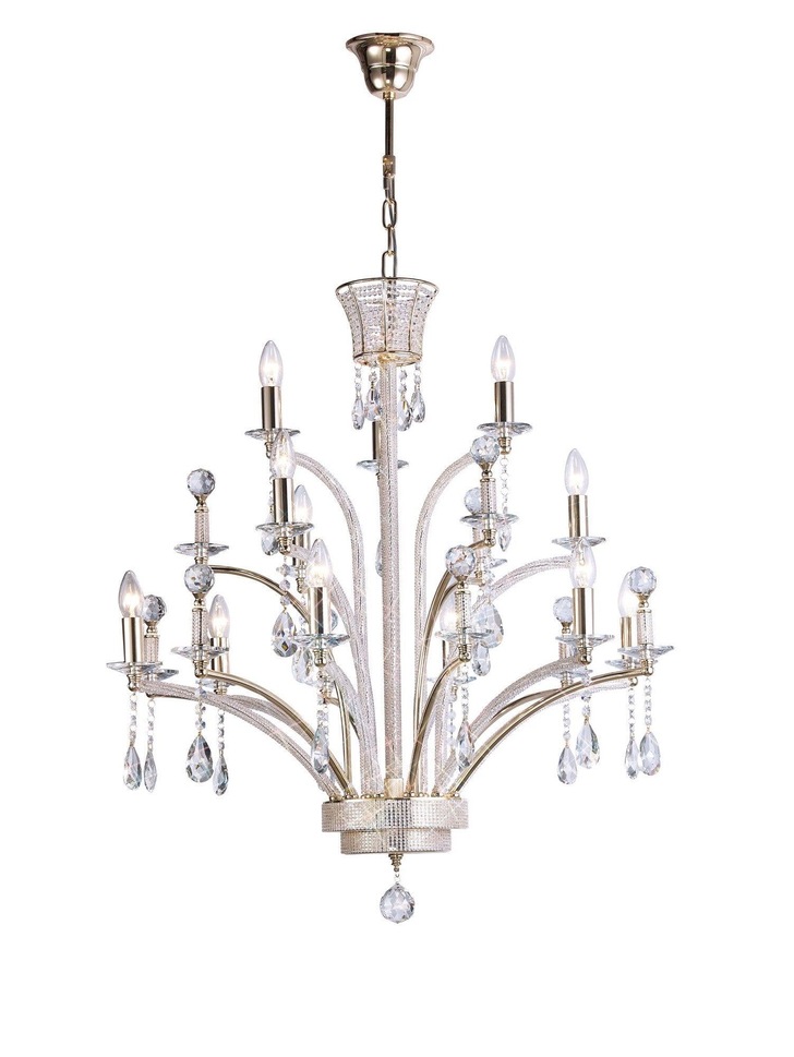 Diyas Orlando IL30381 French Gold 12 Light Crystal Chandelier