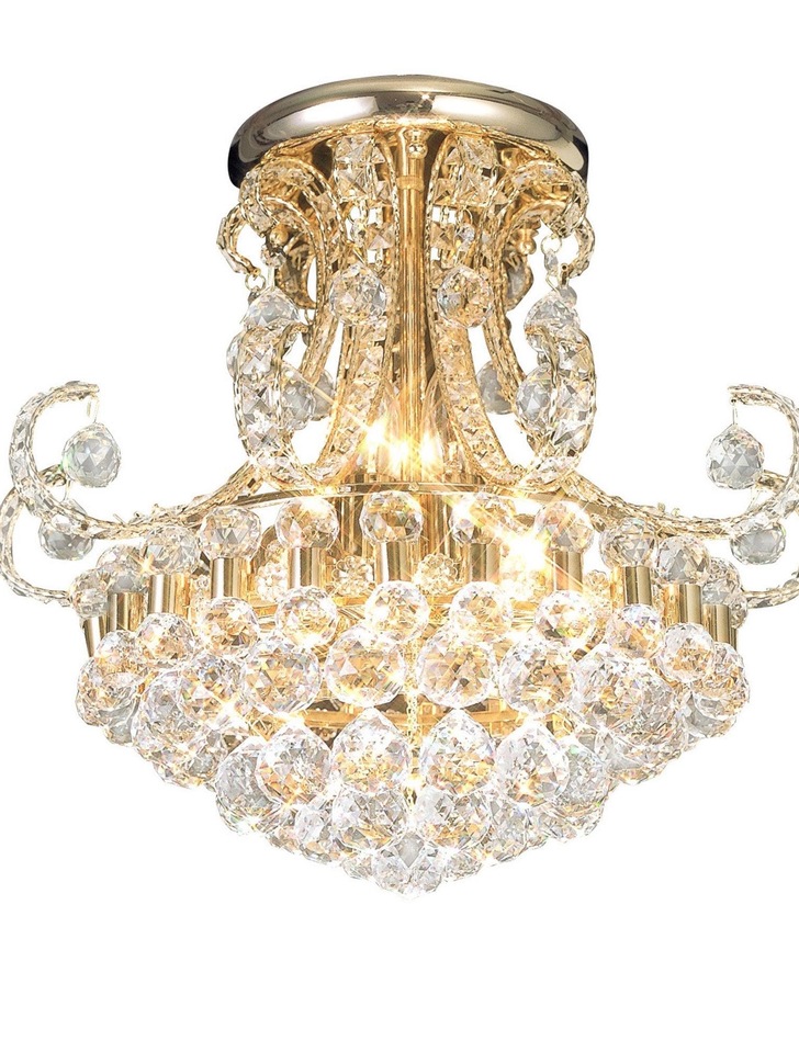 Diyas Pearl IL30006 French Gold 9 Light Semi Flush Crystal Ceiling Light