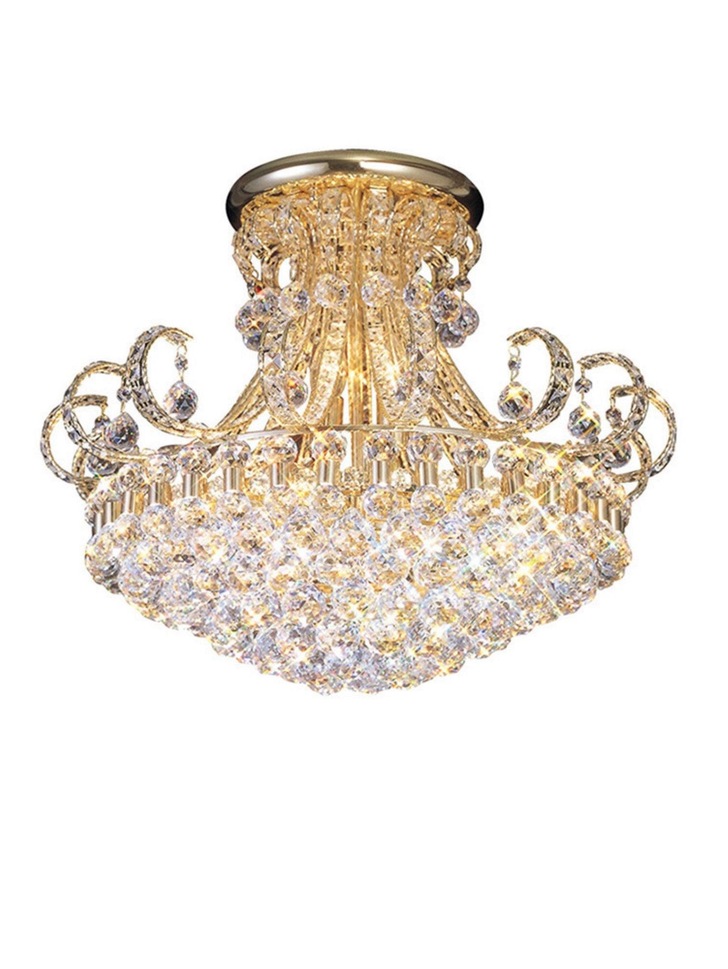 Diyas Pearl IL30007 French Gold 12 Light Semi Flush Crystal Ceiling Light