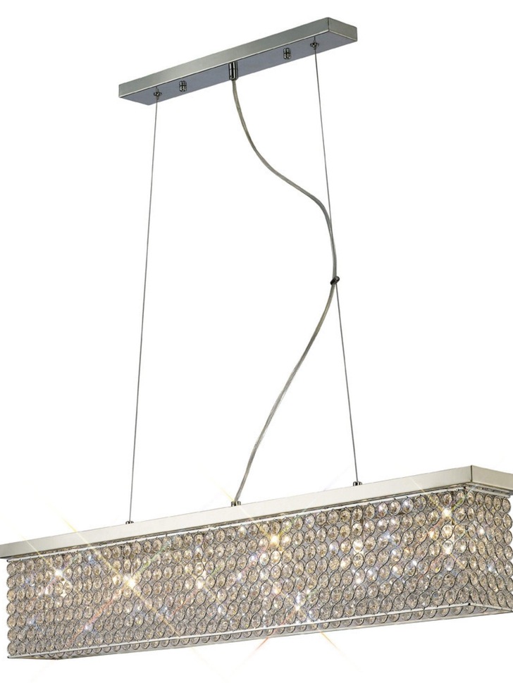 Diyas Piazza IL30433 Polished Chrome 6 Light Linear Crystal Pendant