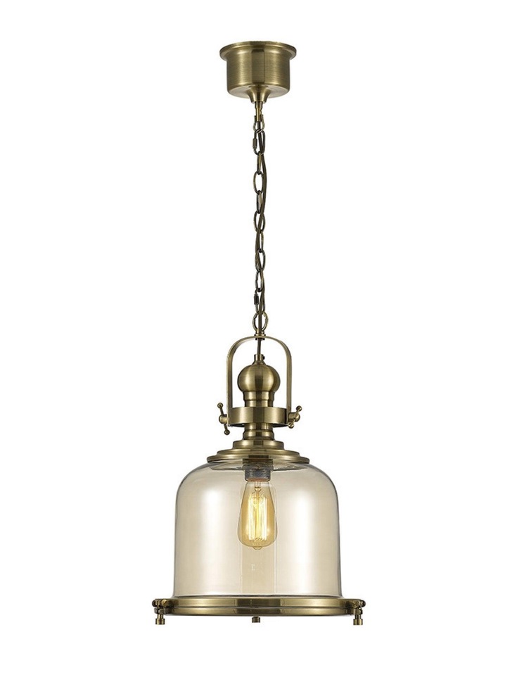 Diyas Riley IL31594 Antique Brass Medium Bell Single Pendant