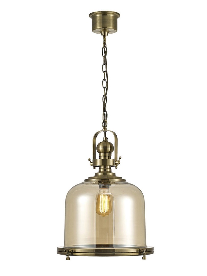 Diyas Riley IL31595 Antique Brass Large Bell Single Pendant