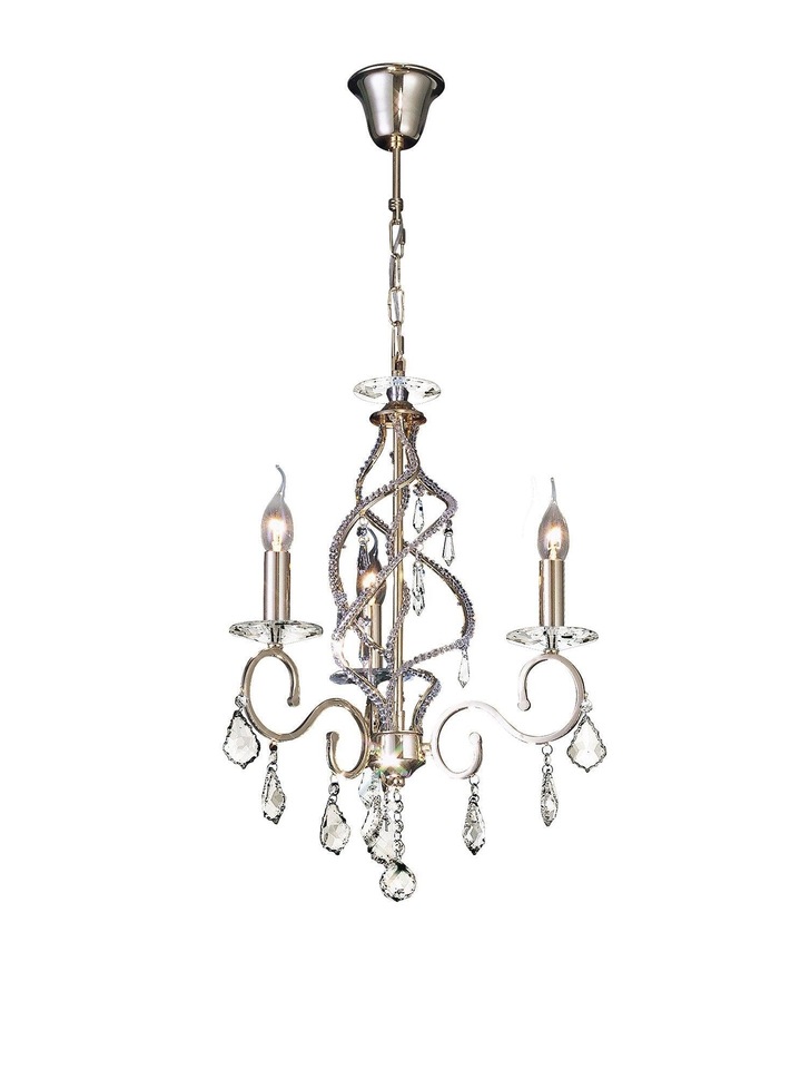 Diyas Torino IL30323 French Gold 3 Light Crystal Chandelier