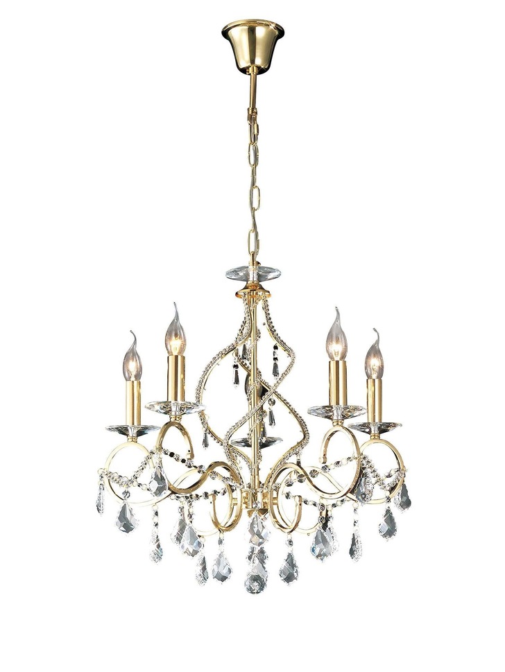 Diyas Torino IL30325 French Gold 5 Light Crystal Chandelier