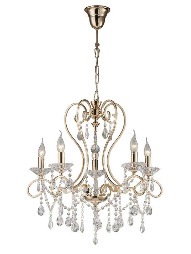 Diyas Vela IL32065 French Gold 5 Light Crystal Chandelier