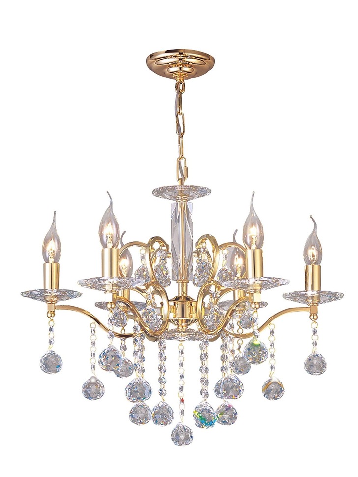 Diyas Zinta IL30226 French Gold 6 Light Crystal Chandelier