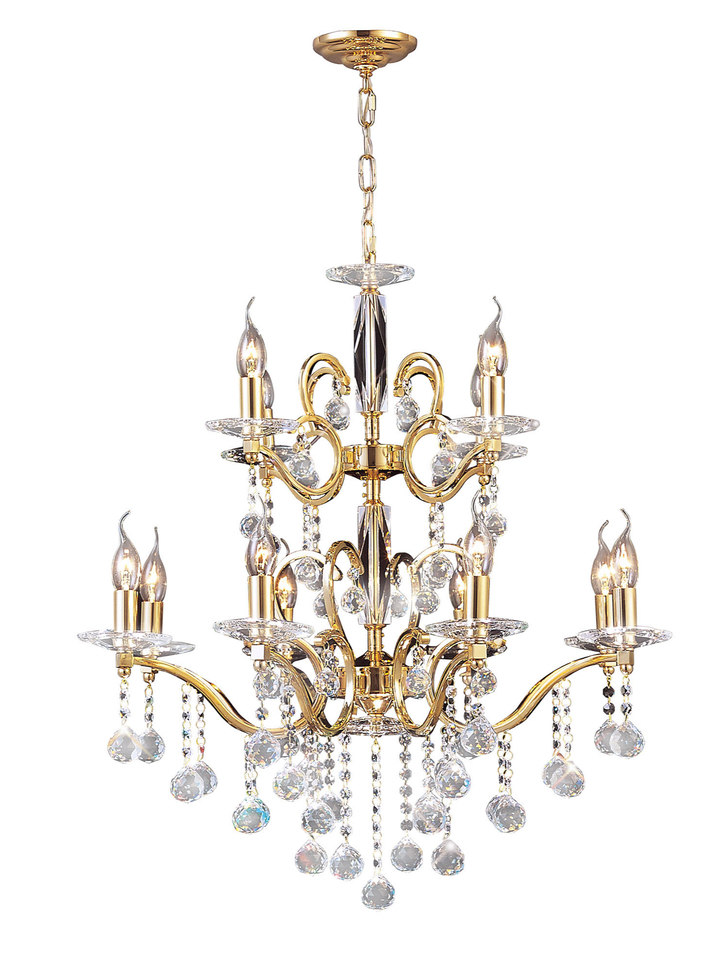 Diyas Zinta IL30228+4 French Gold 12 Light Crystal Chandelier