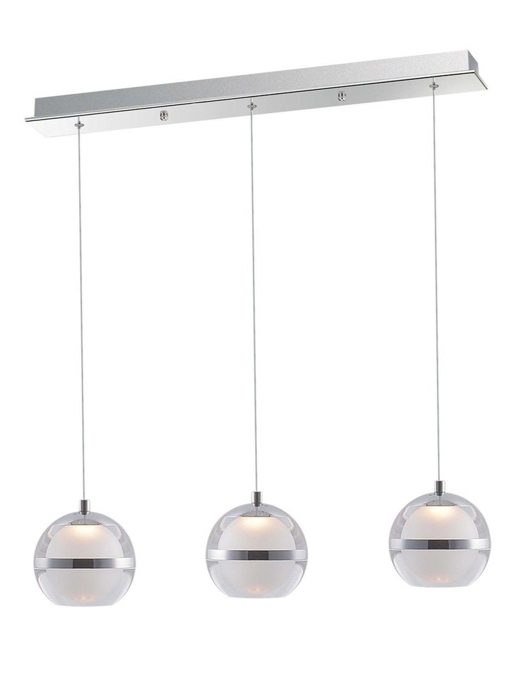 Everly Polished Chrome 3 Light Led Linear Bar Pendant - 3000K