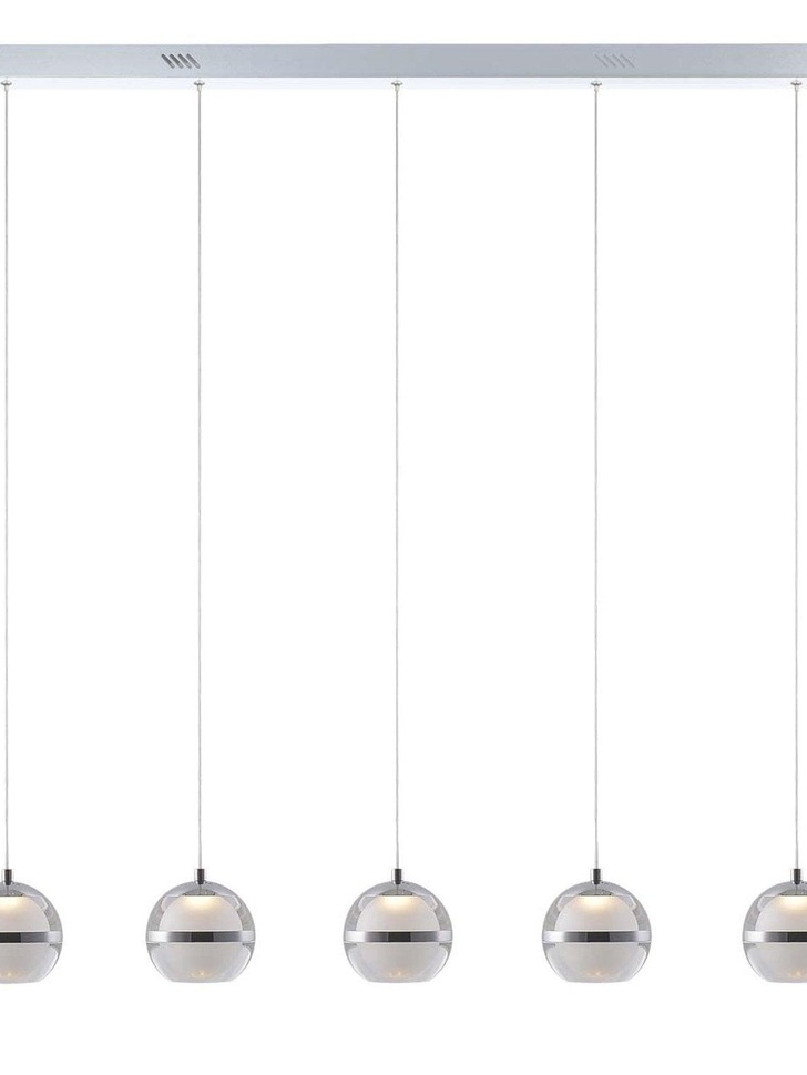 Everly Polished Chrome 5 Light Led Linear Bar Pendant - 3000K