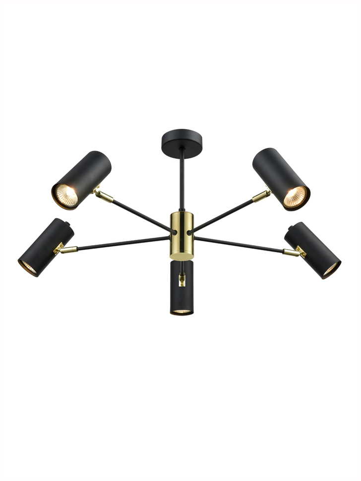 Franklite Aspect Black And Gold 5 Light Semi-Flush Spotlight