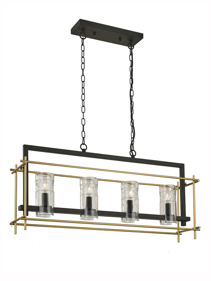 Franklite Bistro Matt Gold/Iron Finish 4 Light Island Pendant