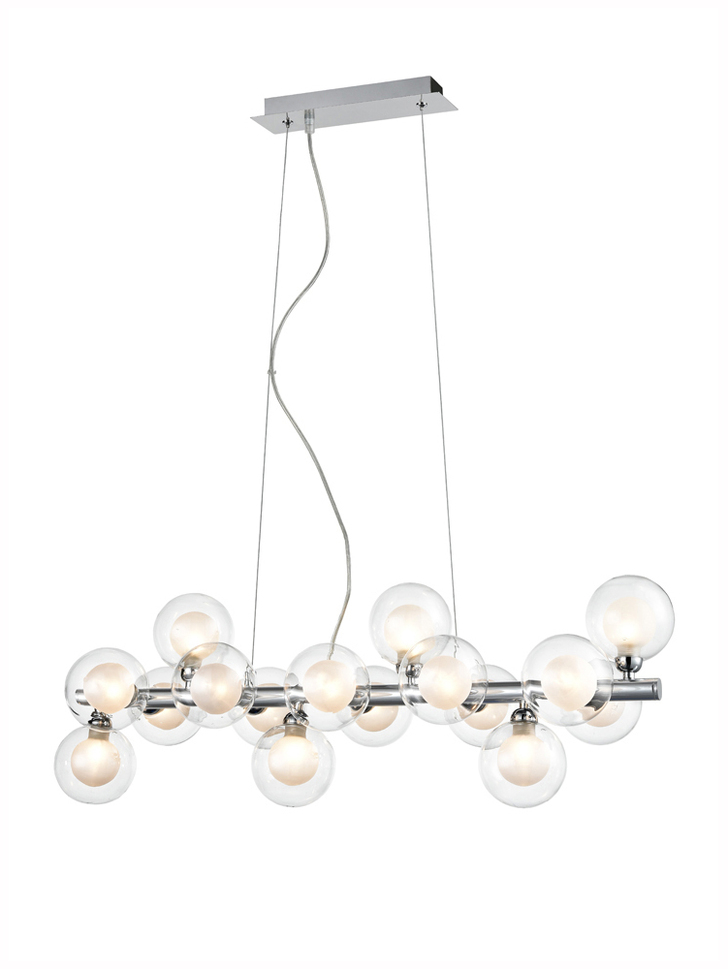 Franklite Bubble Polished Chrome 16 Light Island Pendant Complete With Clear/Frosted Glasses