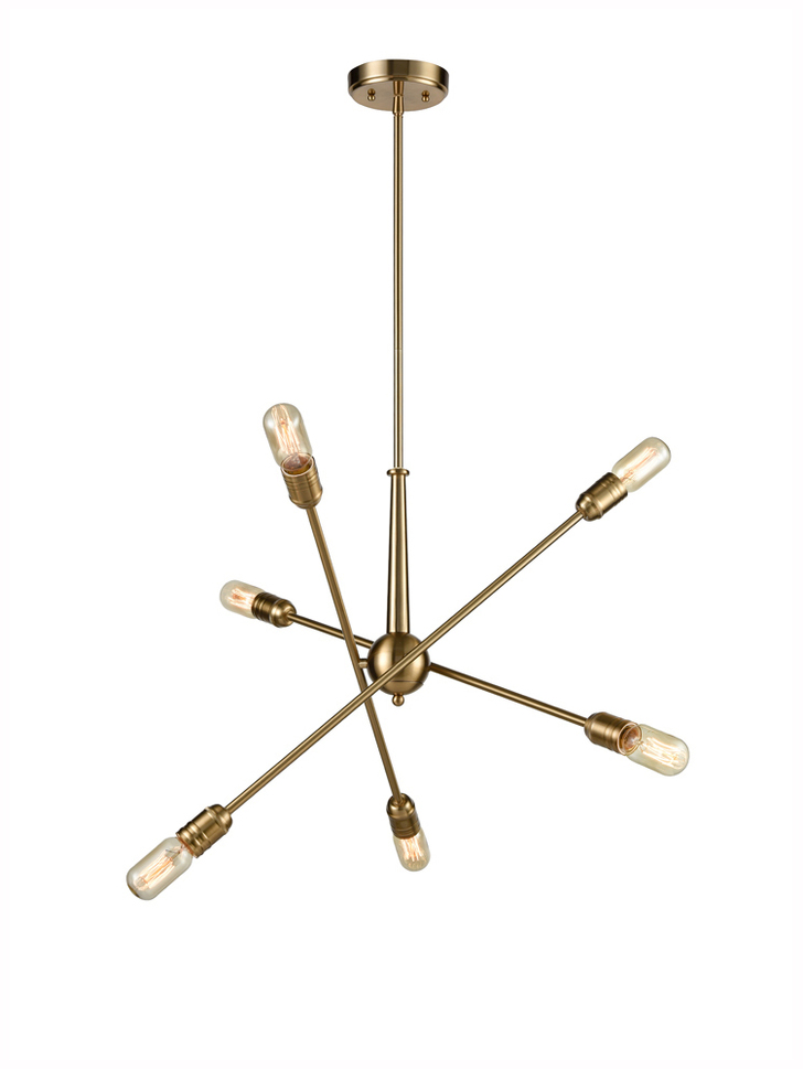 Franklite Centrix Gold Finish 6 Light Semi-Flush Ceiling Light