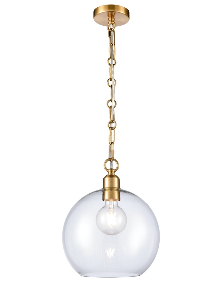 Franklite Chalice Single Pendant In Aged Brass With Clear Glass Globe