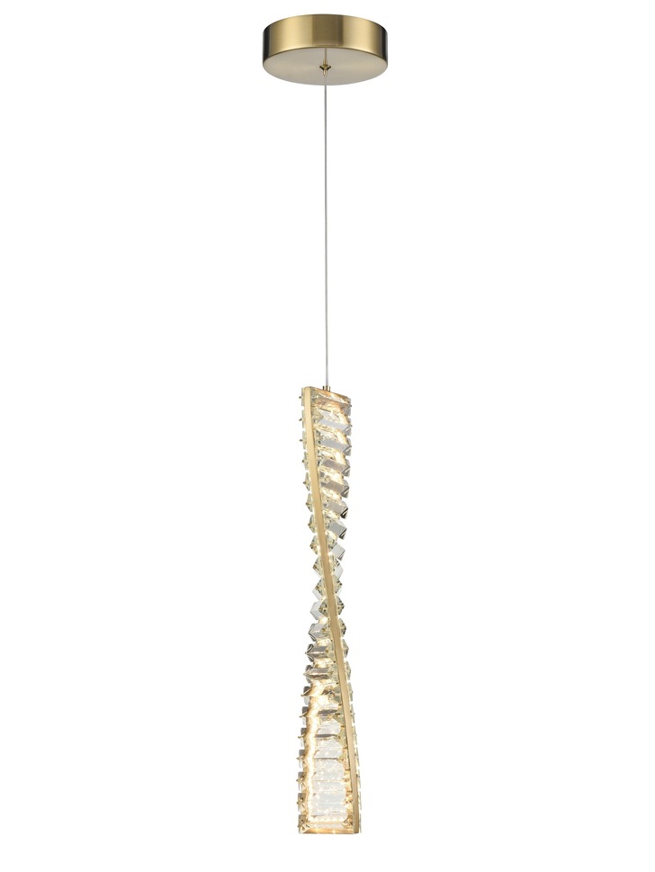 Franklite Cleopatra Twisted Pendant In Aged Brass With Rectangular Crystals - 3000K