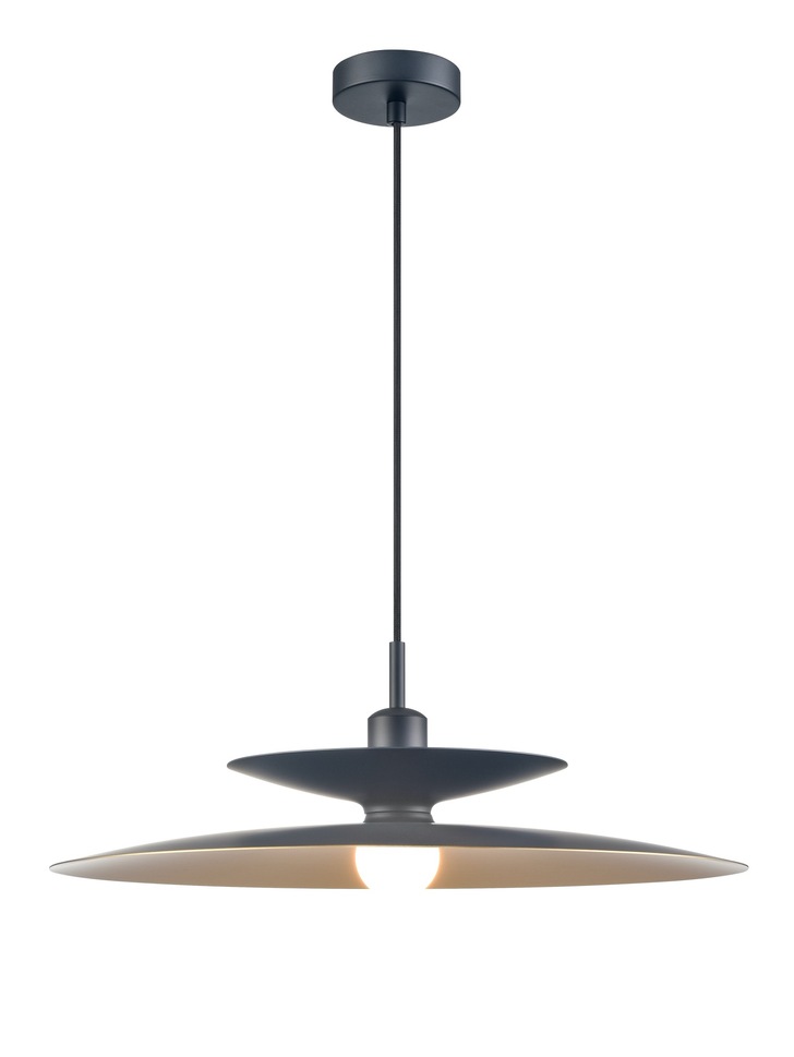 Franklite Cymbal Pendant In Matt Black With Brushed Gold Interior