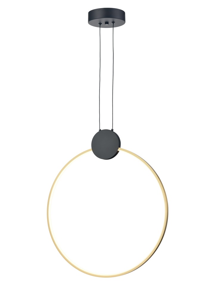 Franklite Eclipse Large Hoop Ring Pendant In Matt Black & Gold - 3000K