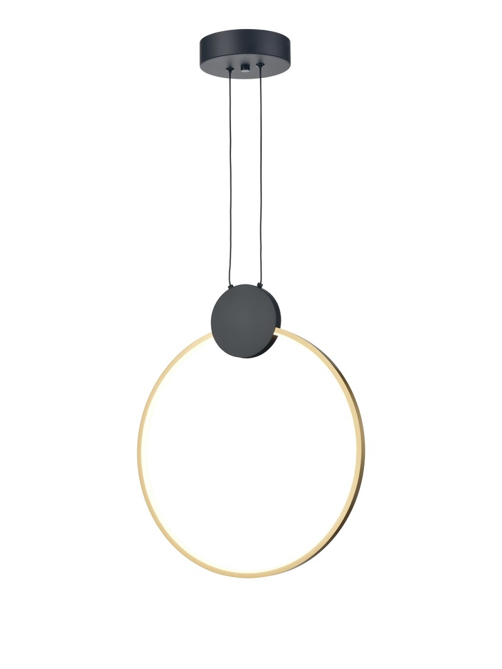 Franklite Eclipse Small Hoop Ring Pendant In Matt Black & Gold - 3000K