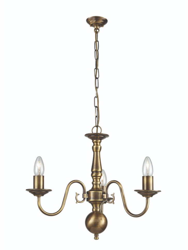 Franklite Halle Bronzed Brass 3 Light Chandelier