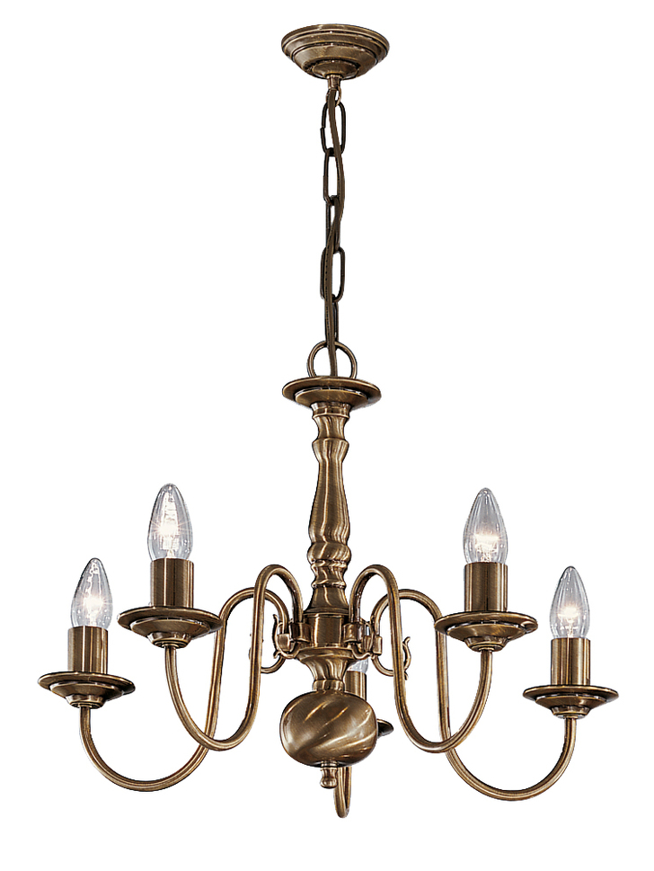 Franklite Halle Bronzed Brass 5 Light Chandelier