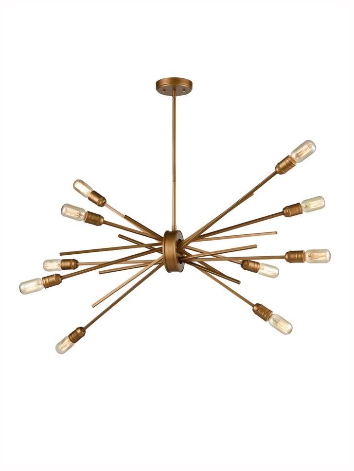 Franklite Idaho Gold Finish 10 Light Semi-Flush Ceiling Light