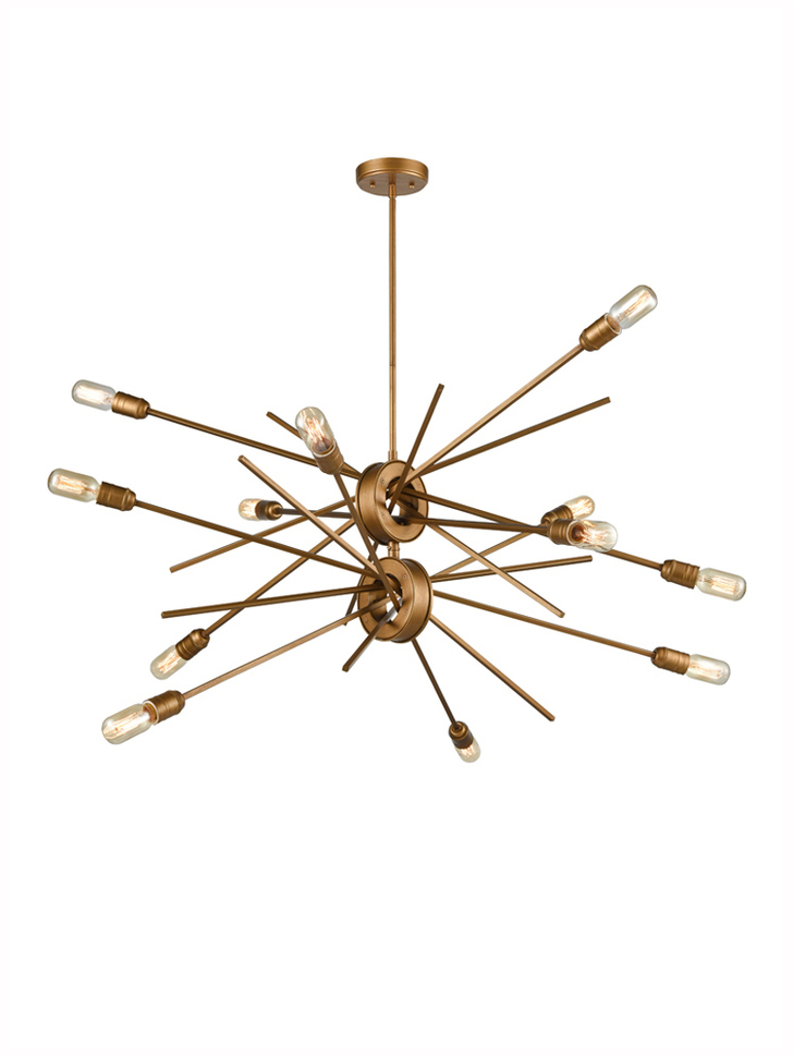 Franklite Idaho Gold Finish 12 Light Semi-Flush Ceiling Light