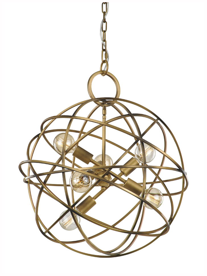 Franklite Orbit Matt Gold Finish 6 Light Orb Pendant