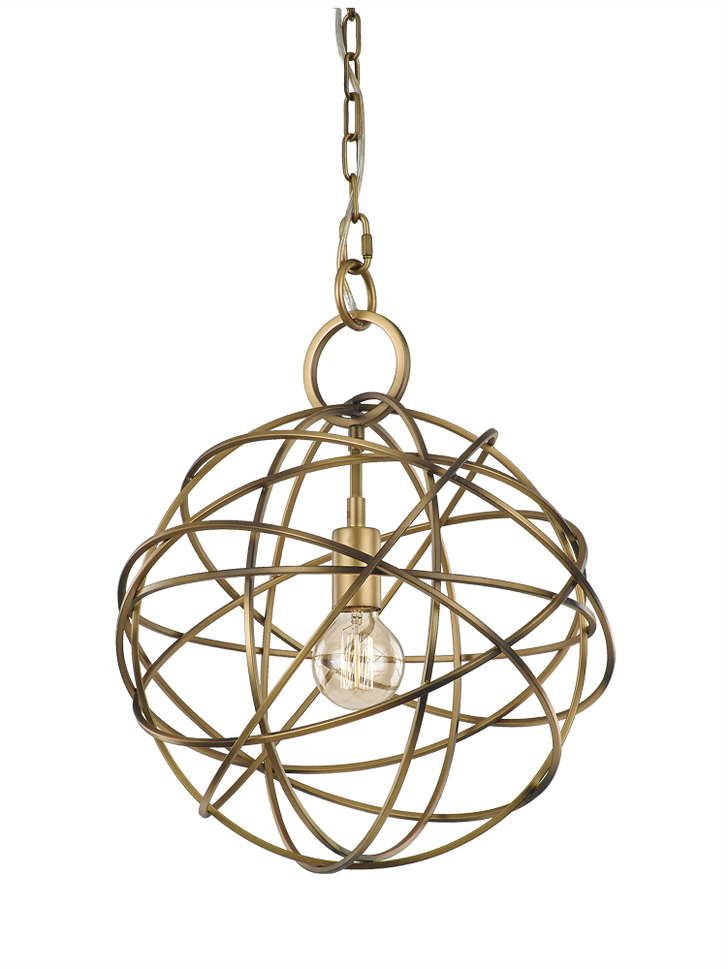 Franklite Orbit Matt Gold Finish Single Orb Pendant Light