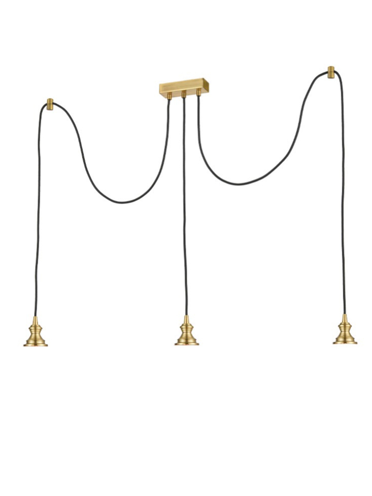 Franklite Refract Aged Brass Finish 3 Light Kitchen Island Adjustable Spreader With Ceiling Hooks
